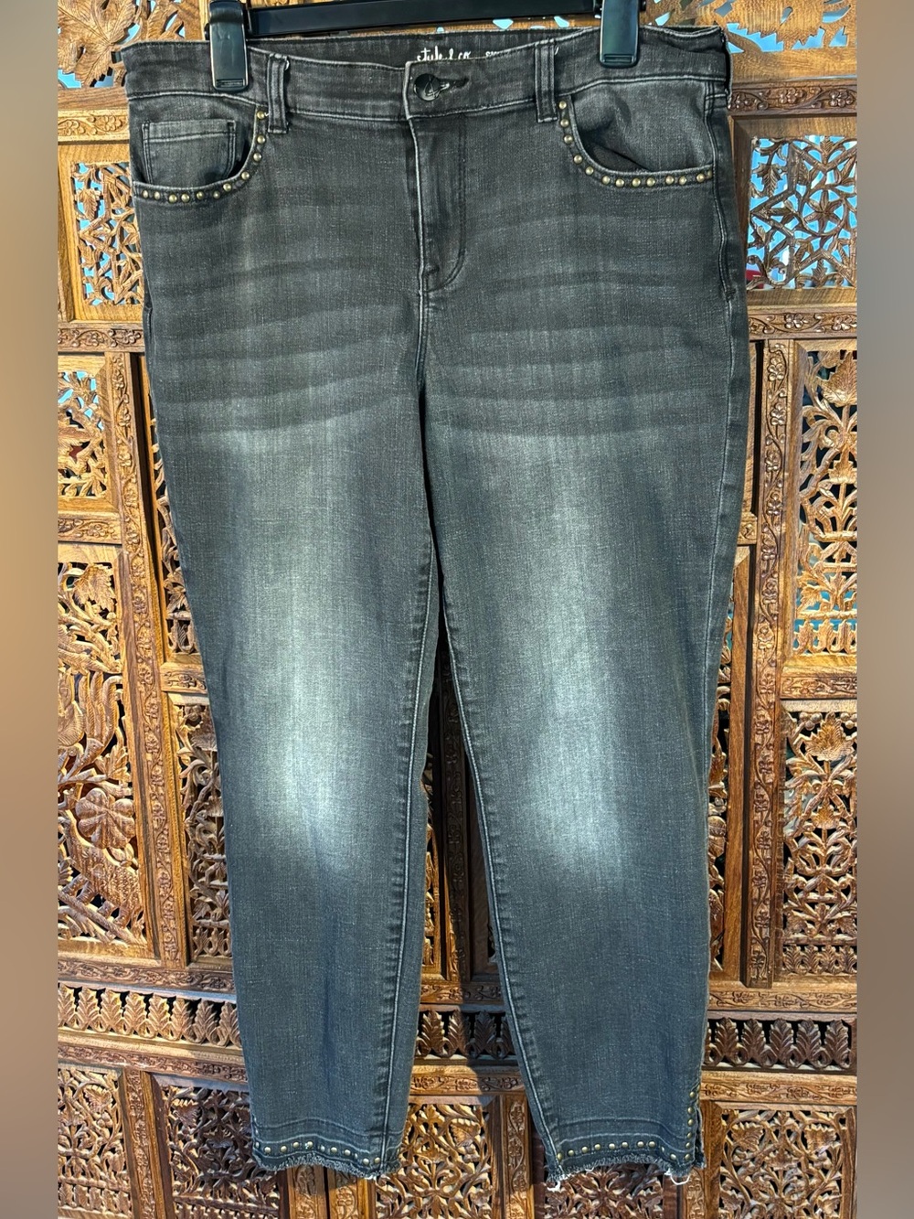Style & Co. Black Washed Skinny Jeans with Stud Accents